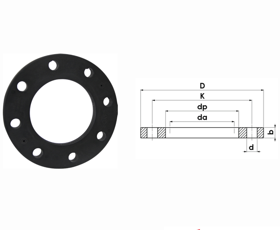 PP Covered Steel Flange PN 16